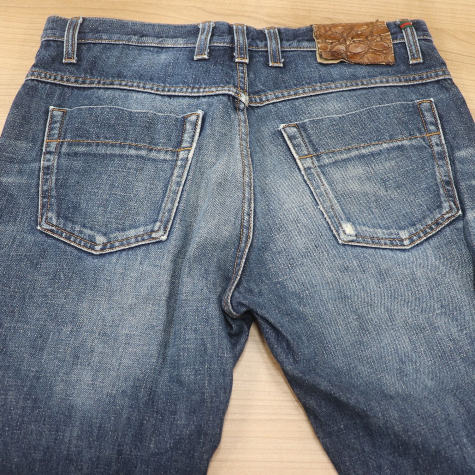 ITCLP8FM38LS GUCCI グッチ デニム パンツ ボトムス ジーパン シェリーライン 青 ブルー コットン 綿 メンズ サイズ44 ITCLP8FM38LS GUCCI グッチ デニム パンツ ボトムス ジーパン シェリー