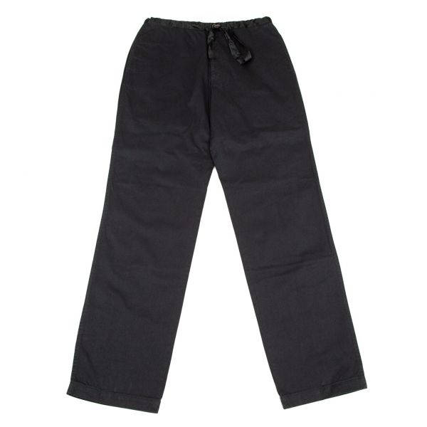 ワイズフォーメンY's for men コットンウエストリボンコード留めテーパードパンツ 黒4