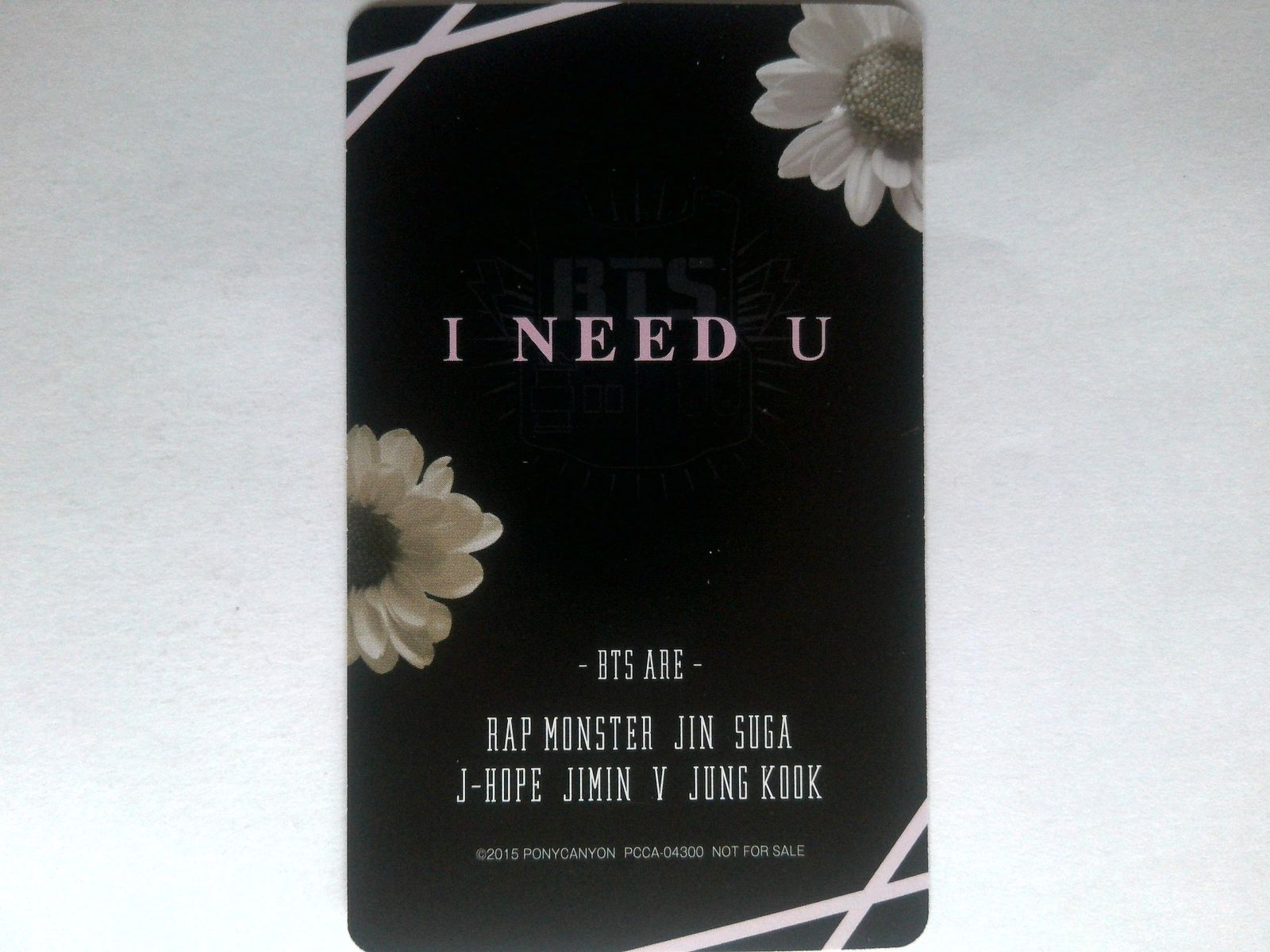 BTS SUGA トレカ I NEED U-Japanese Ver.- 通常盤 初回生産分 封入特典