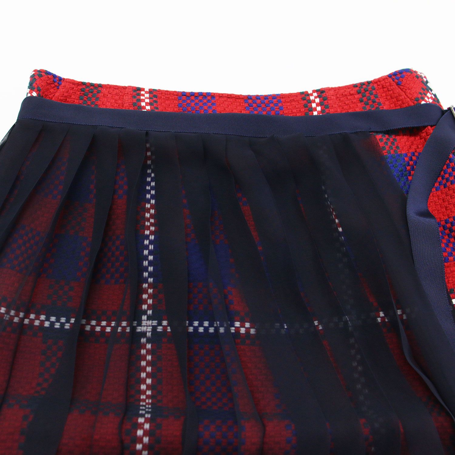 Sacai プリーツドッキングスカート Sacai サカイ スカート レッド サイズ:3(L) プリーツ チェック