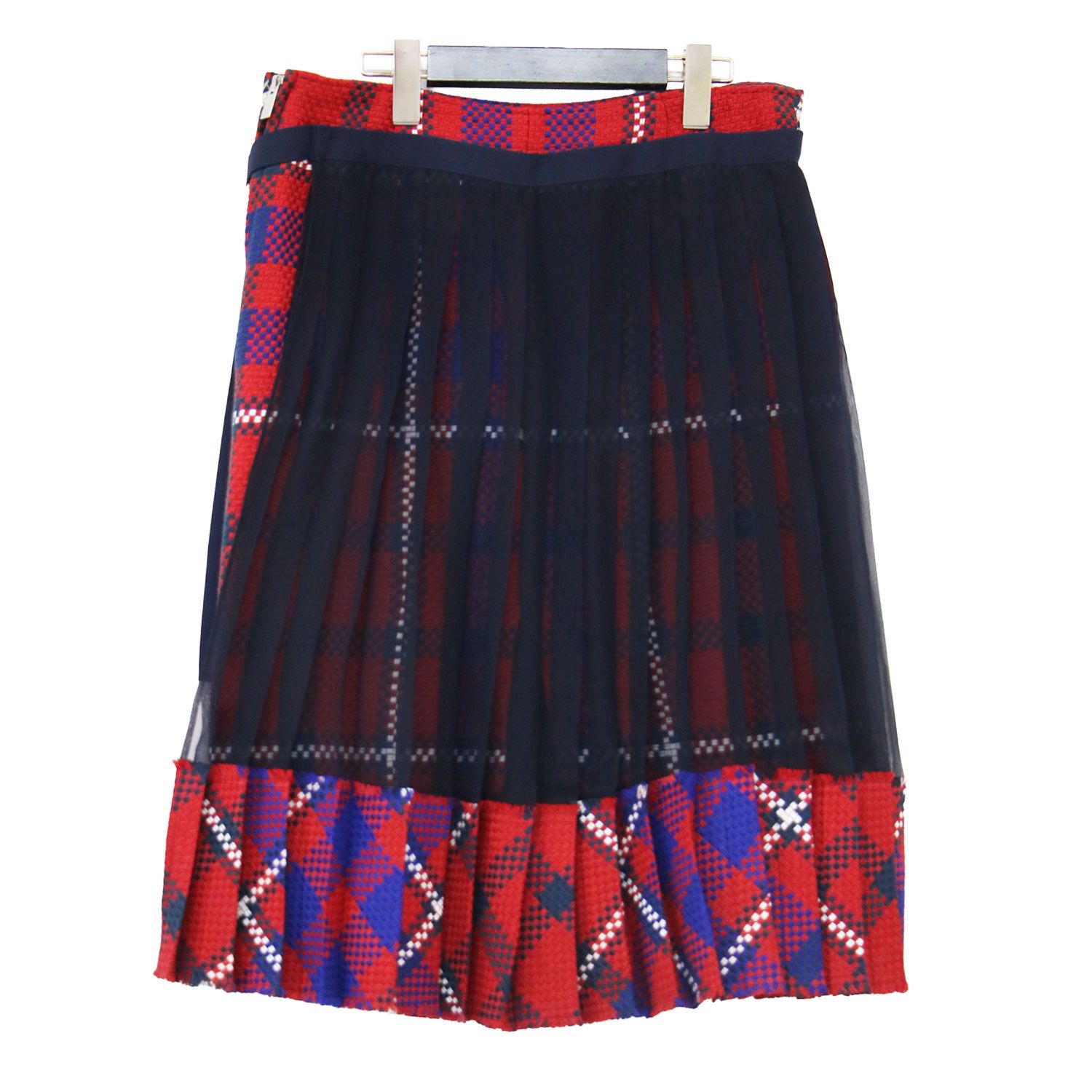 Sacai サカイ スカート レッド サイズ:3(L) プリーツ チェック