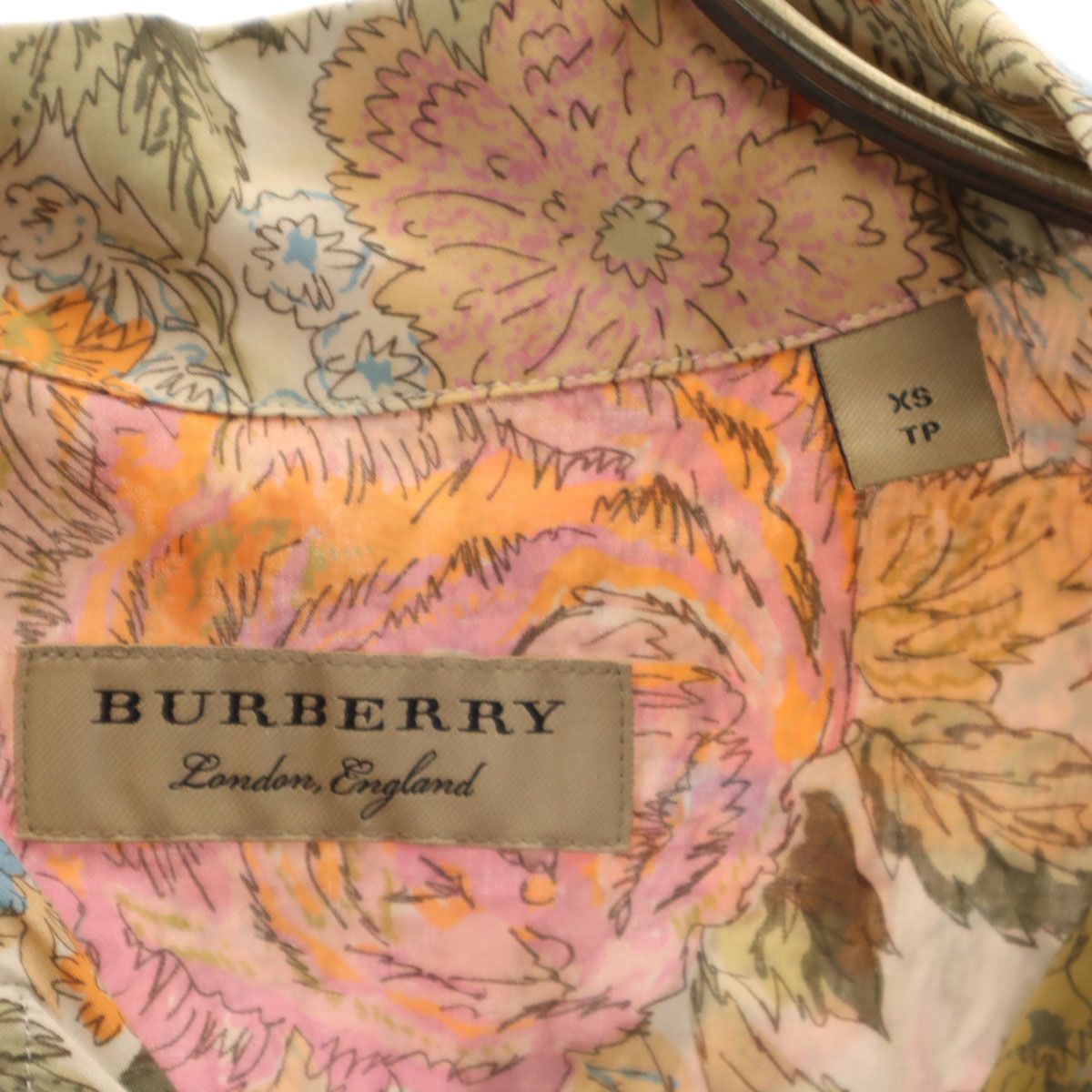 BURBERRY バーバリー 花柄 半袖 オープンカラーシャツ XS アイボリー