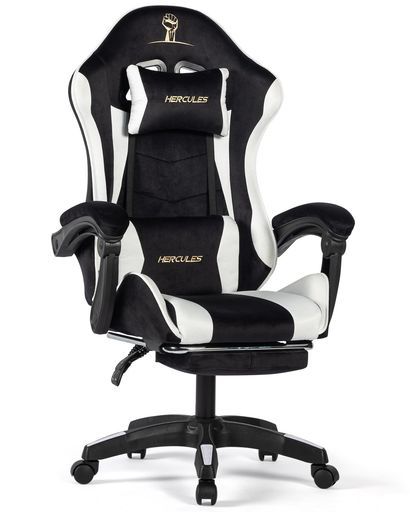 HERCULES ゲーミングチェア ファブリック リクライニング ゲームチェア オットマン付き ベルベット ソファーの座り心地 通気性 pcチェア 人