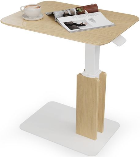 ETHU ローデスク 小型サイドテーブル 38-57cm 無段階高さ調整 幅48cm 奥行36cm 木製 ガス圧昇降式 テレワーク ミニテーブル 膝上