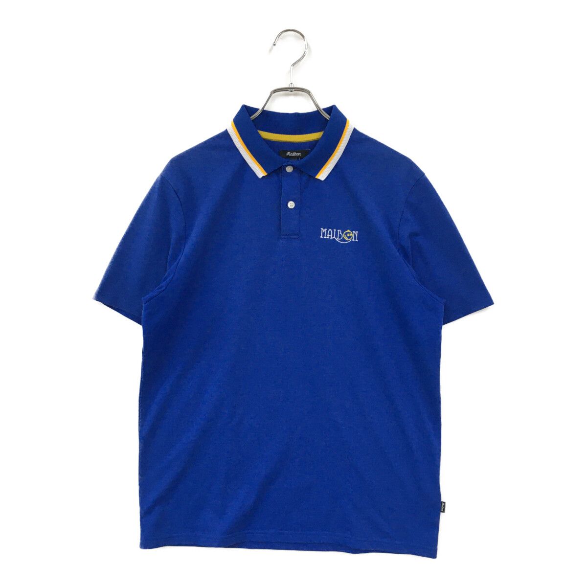 中古 メンズ マルボンゴルフ MALBON GOLF 半袖ポロシャツ S ブルー 青 2025年春夏モデル ビームスゴルフ