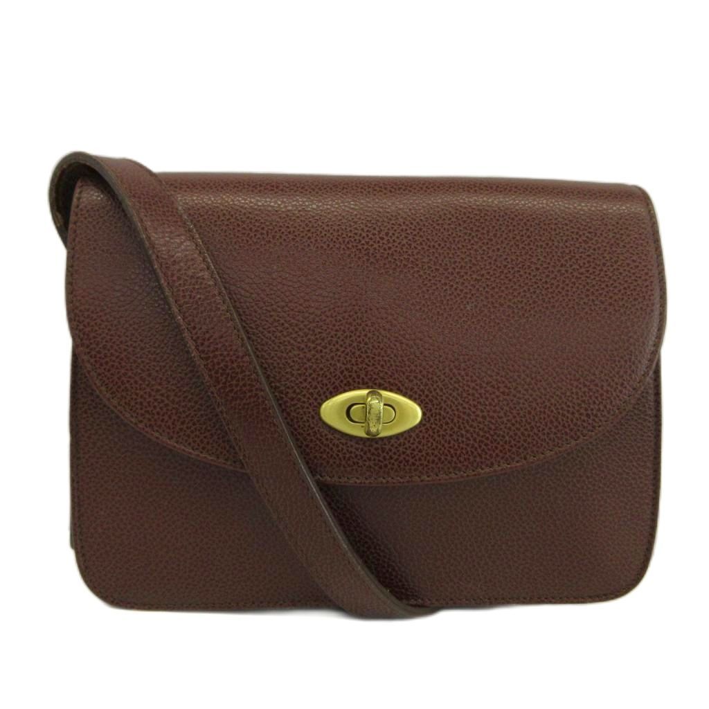 コーチ COACH オールドコーチ ヴィンテージ イタリア製 3170-667 ショルダーバッグ レザー 型押し ターンロック 茶 ブラウン 667 /XZ ■GY18