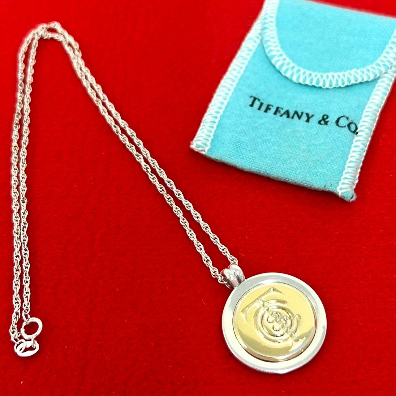 極 美品 保存袋付 TIFFANY&Co. ティファニー コイン ネックレス