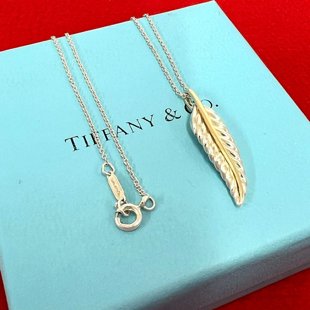 極 美品 TIFFANY&Co. ティファニー フェザー ネックレス シルバー925 