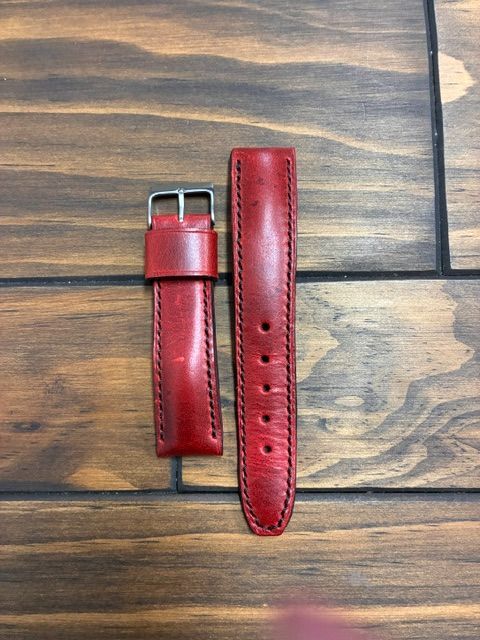 腕時計バンド 20mm レッド牛革