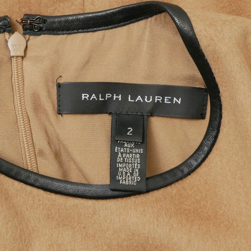 □美品□RALPH LAUREN ラルフローレン ワンピース サイズ2 キャメル 羊