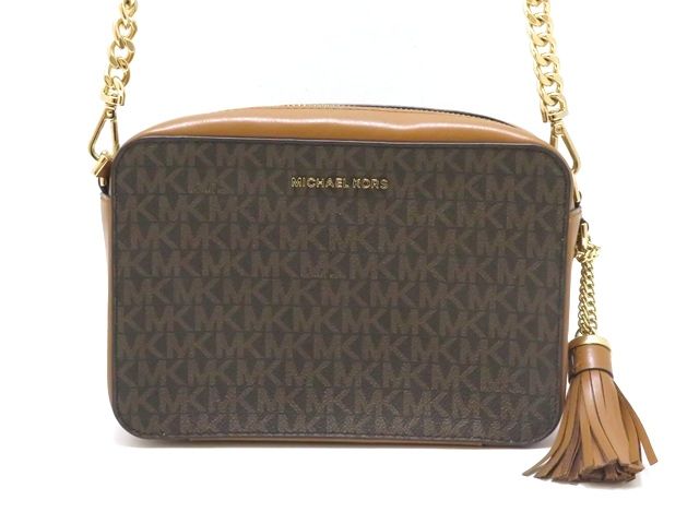 Michael Kors　マイケルコース　MKシグネチャー　2wayバッグ　ダークブラウン/ブラウン　PVC/レザー【中古】430