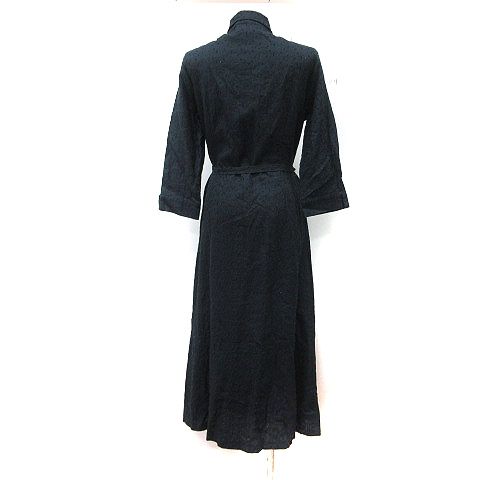 LAURA ASHLEY(ローラ・アシュレイ)コットンリネンワンピース ローラアシュレイ LAURA ASHLEY シャツワンピース マキシ 刺繍 麻