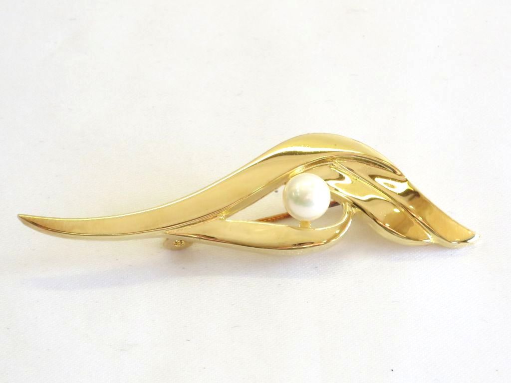 233510】MIKIMOTO ミキモト 本真珠 ブローチ ゴールドメッキ - メルカリ