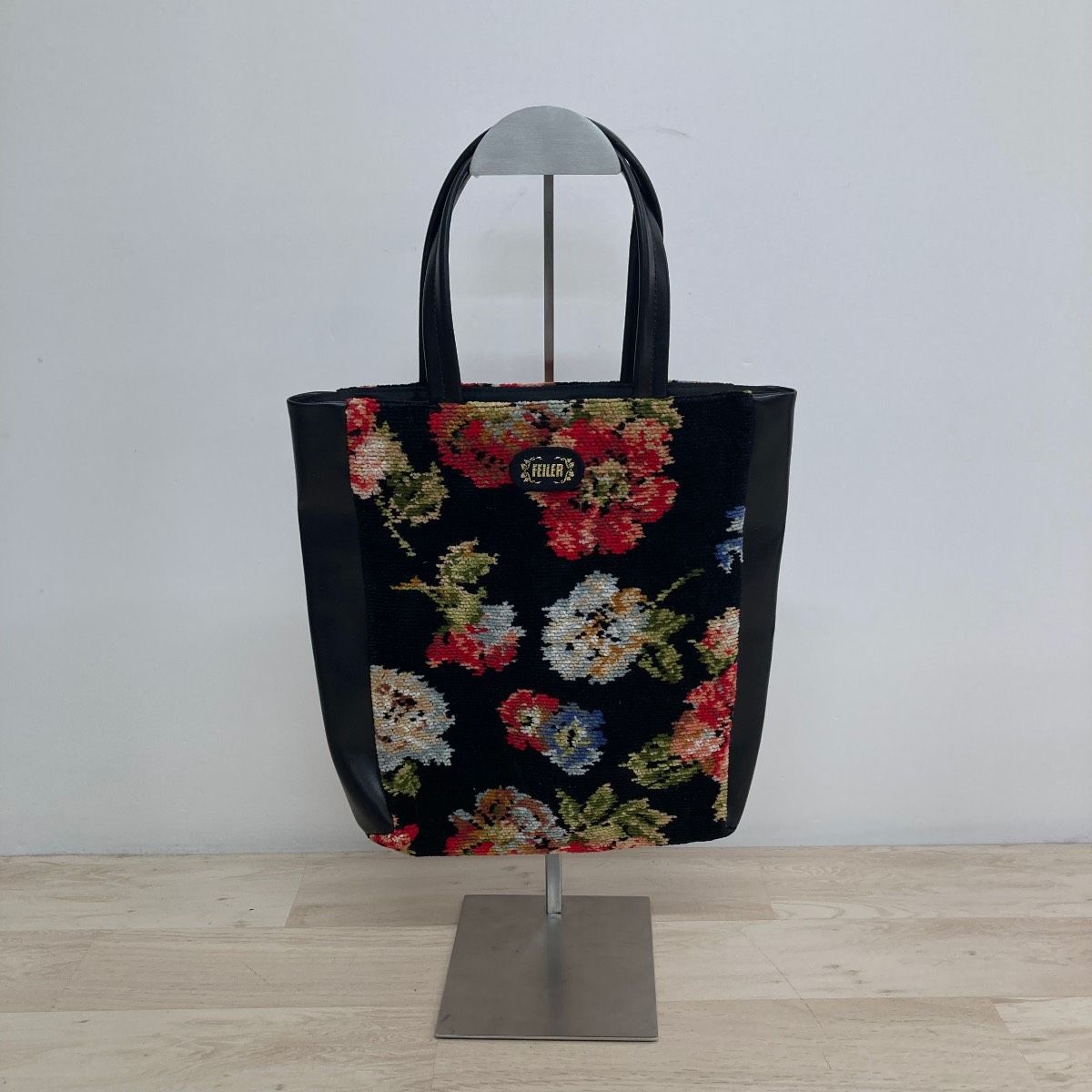 美品 FEILER/フェイラー トートバッグ ハンドバッグ シュニール織 花柄 