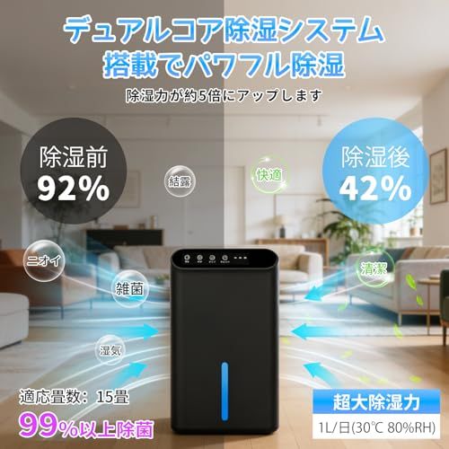 2026最新進化】除湿機 小型 除湿器【新ダブルペルチェ式で除湿量UP