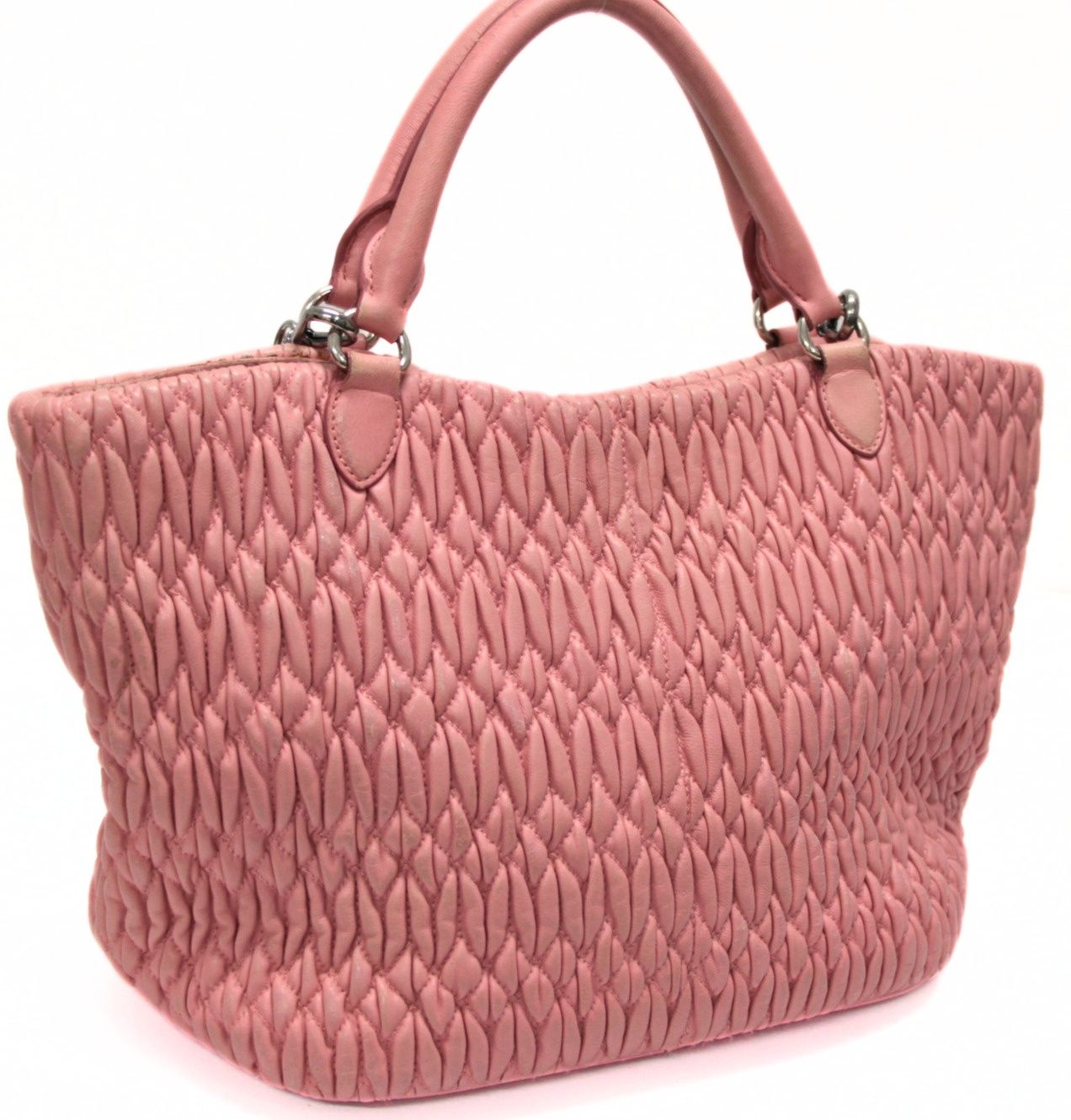 miumiu NAPPA CRYSTALビジューショルダーバッグ ピンク MIU MIU 