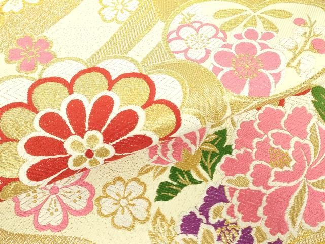 平和屋着物▽六通柄袋帯 菊牡丹文 金糸 正絹 逸品 DABH6545az - メルカリ