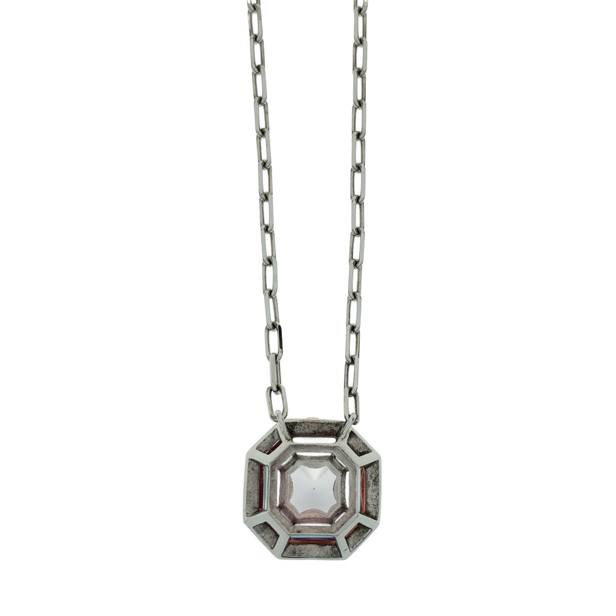 Baccarat バカラ オクトゴンクリスタルネックレス シルバー×ピンク