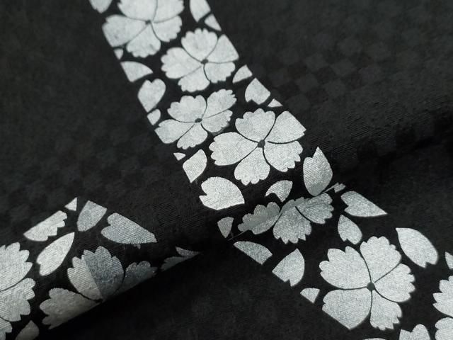 平和屋着物○東京友禅 菅有鬼一 訪問着 鬘帯舞花文 黒地 正絹 逸品