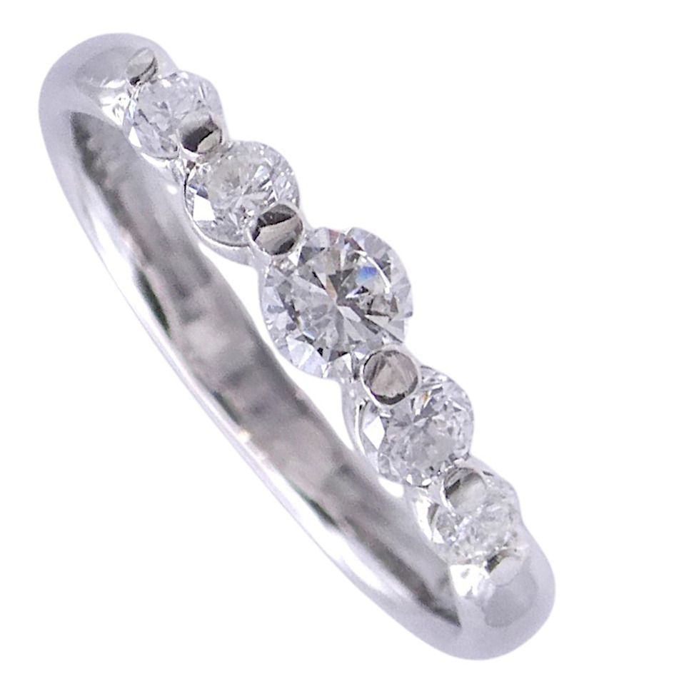 リング Pt900 ピンキーリング ダイヤモンド合計0.30ct 5号