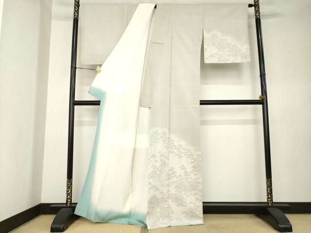 平和屋着物●極上　男性　本塩沢　アンサンブル　100亀甲　総詰め　逸品　CZAA5369s6 平和屋着物○本塩沢 訪問着 110亀甲 風景文 ますや織物謹製 桑原正信作