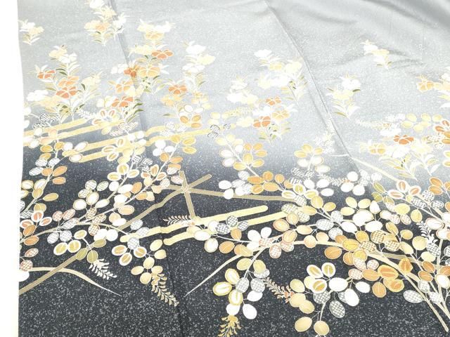 平和屋着物○訪問着 作家物 駒刺繍 霞草花文 暈し染め 金彩 正絹 逸品