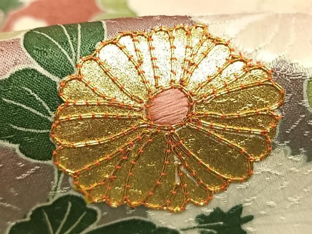 平和屋着物○訪問着 駒刺繍 草花文 暈し染め 金彩 正絹 逸品