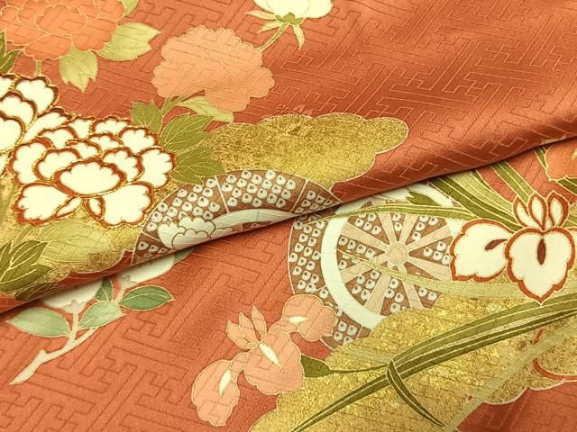 平和屋着物○訪問着 絞り 刺繍 風景松笹文 金糸 正絹 逸品 AABF8124ph 