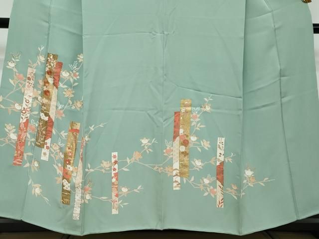 平和屋着物○訪問着 駒刺繍 短冊草花文 金彩 正絹 逸品 DABI2773ud
