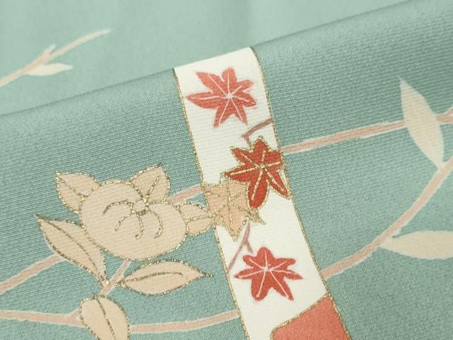 平和屋着物○訪問着 駒刺繍 短冊草花文 金彩 正絹 逸品 DABI2773ud