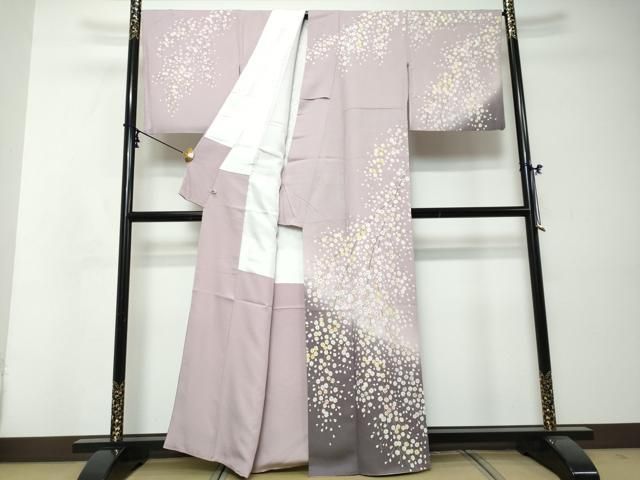 平和屋着物○訪問着 作家物 駒刺繍 枝花文 暈し染め 金彩 さが美扱い
