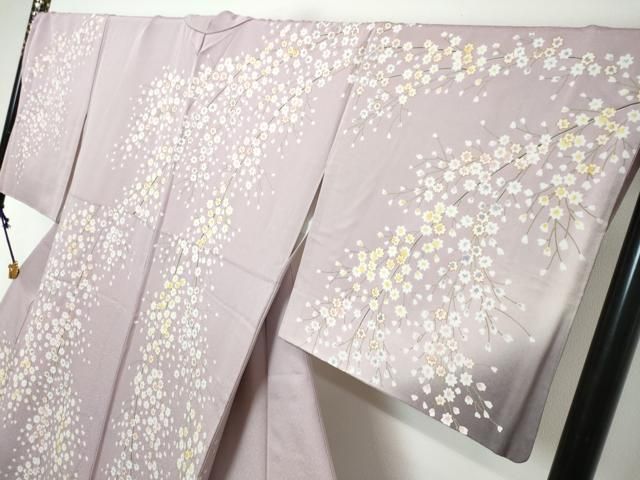 平和屋着物●訪問着　作家物　駒刺繍　花丸文　暈し染め　金彩　ロング丈　正絹　逸品　AABF0469fy 平和屋着物○訪問着 作家物 駒刺繍 枝花文 暈し染め 金彩 さが美扱い