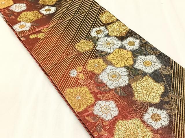 A5◇着物くつろぎ 辻が花 錦プラチナ箔 銀糸 六通 正絹 フォーマルな 