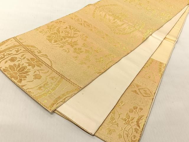 平和屋着物◎六通柄袋帯 更紗花唐草文 金糸 正絹 逸品 CABJ6223yk