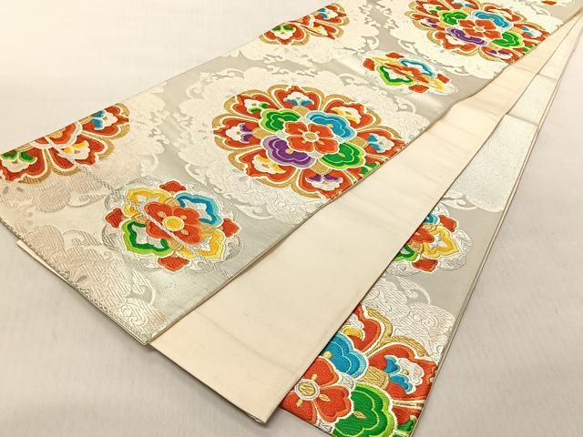 平和屋着物□両面 六通柄袋帯 枝葉文 金銀糸 正絹 逸品 DAAM0226sf