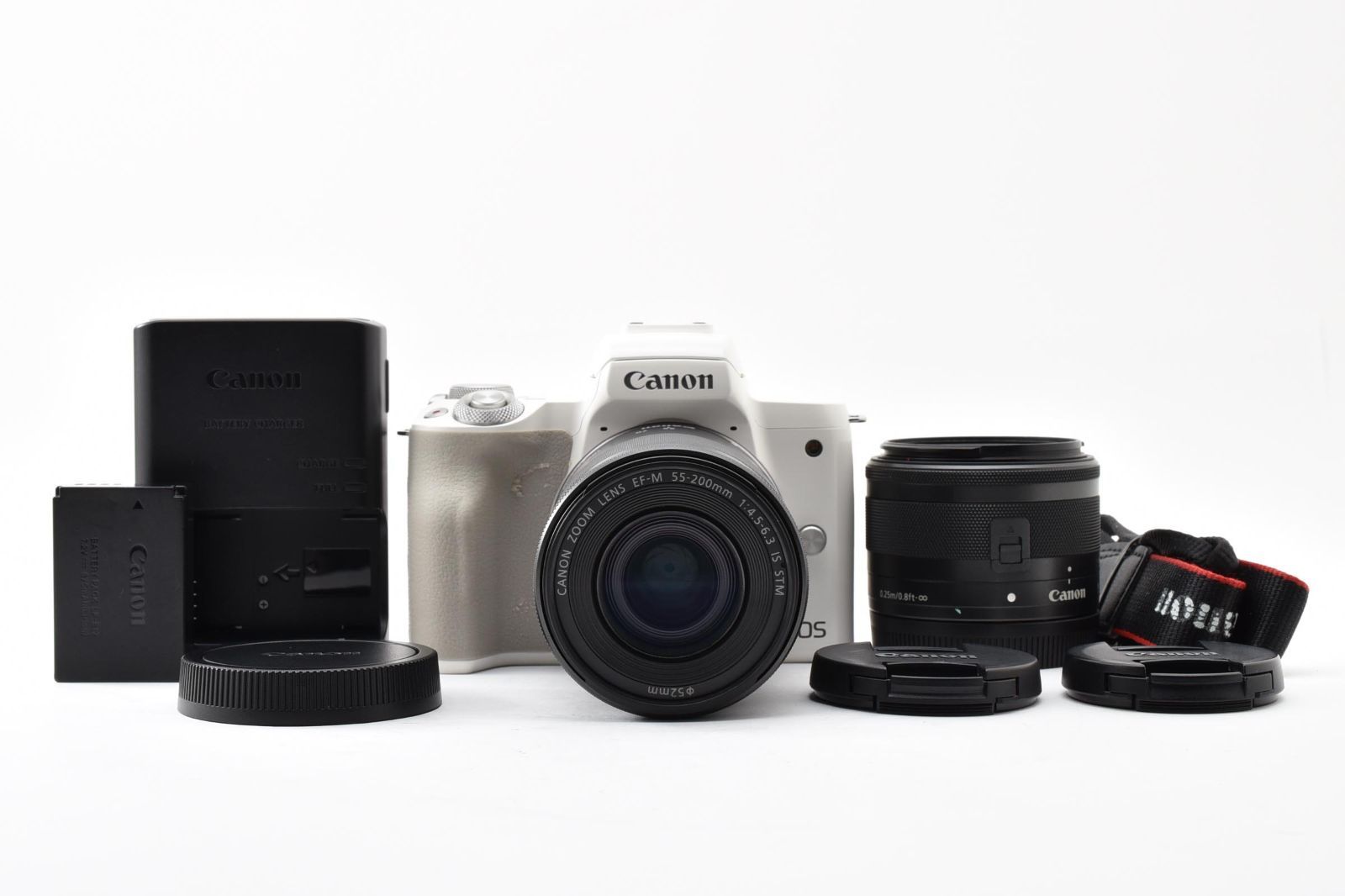 良品 Canon EOS kiss M2 ホワイト Wズーム は０１２
