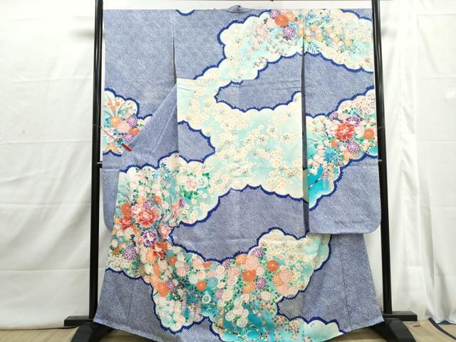平和屋着物□豪華振袖 駒刺繍 絞り 草花文 牡丹 暈し染め 正絹 逸品
