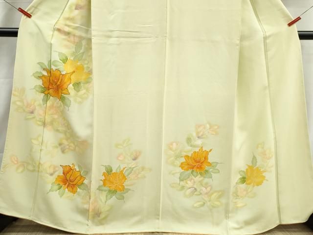 ［8189］訪問着 美品 舞鶴草花御所車文 金彩 駒刺繍 正絹 着物 袷 平和屋着物○訪問着 駒刺繍 御所車草花文 金彩 正絹 逸品 DABF1352ud