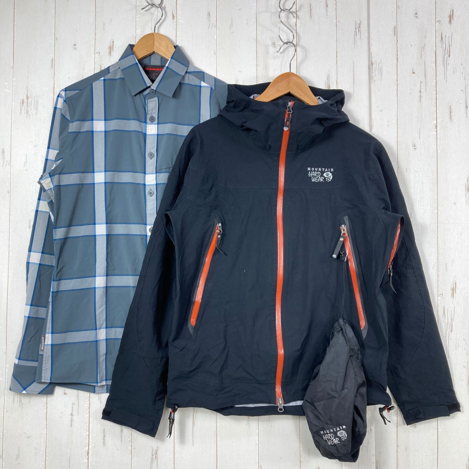 【Men's M ブラック系】 Mountain Hardwear ( マウンテンハードウェア ) ・マムート レインシェル・ロングスリーブシャツ 計2点セット バルク販売 卸売り ウェア トップス アウター ジ 📦️Men's M ブラック系 Mountain Hardwear ( マウンテンハードウェア