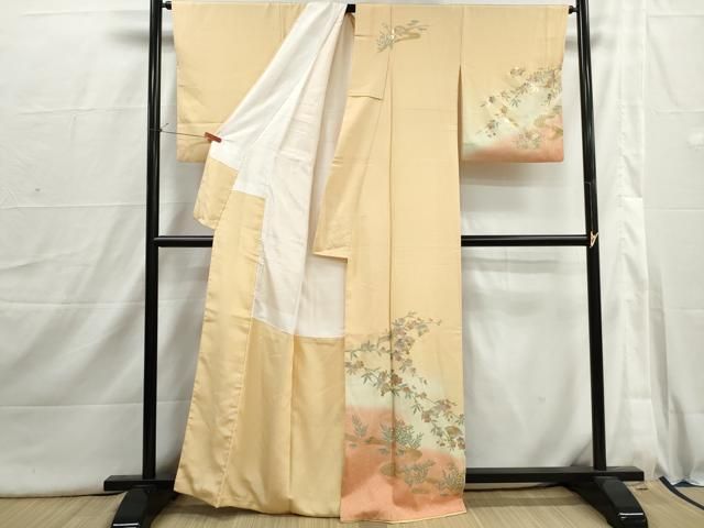 平和屋着物□訪問着 扇面流水枝桜文 暈し染め 金銀彩 正絹 逸品