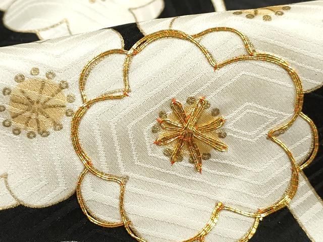平和屋着物□豪華振袖 駒刺繍 扇面枝花文 金彩 正絹 逸品 DABI1755qa