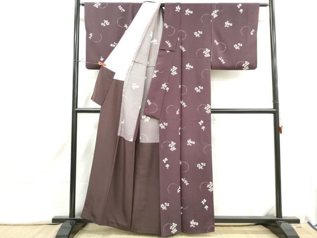 平和屋着物□上質な小紋 雪輪花文 胴抜き仕立て 正絹 逸品 DABI1760qa