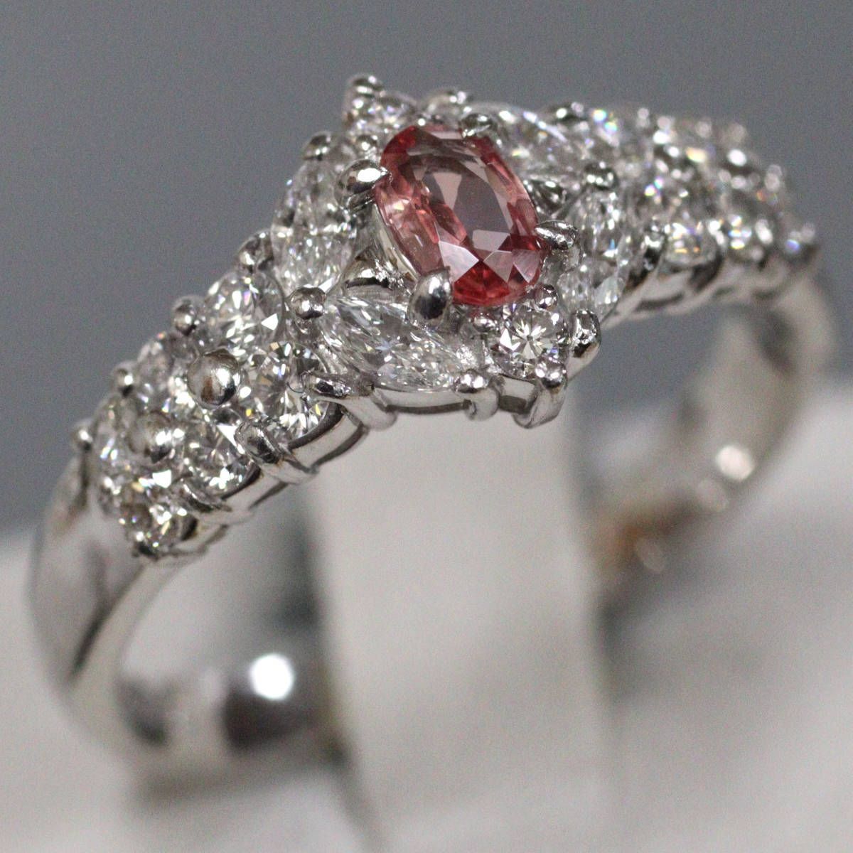 Pt900 Paparazia Sapphire Diamond Ring P0.200 D0.56 4.7g #12 Certificate of Authenticity