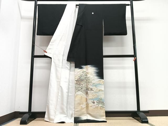平和屋着物□豪華黒留袖 寿光織 狩野帝鑑図 暈し染め 金彩 正絹 逸品