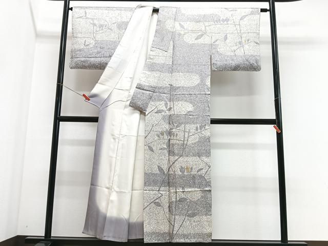 縁」148cm～154cm 作家物 白黒 たたき染 訪問着 正絹 I499 