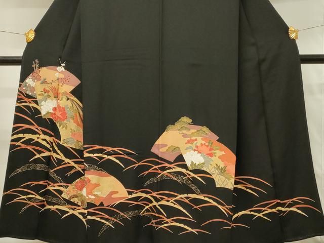 平和屋着物□豪華黒留袖 駒刺繍 鳳凰正倉院葛帯花