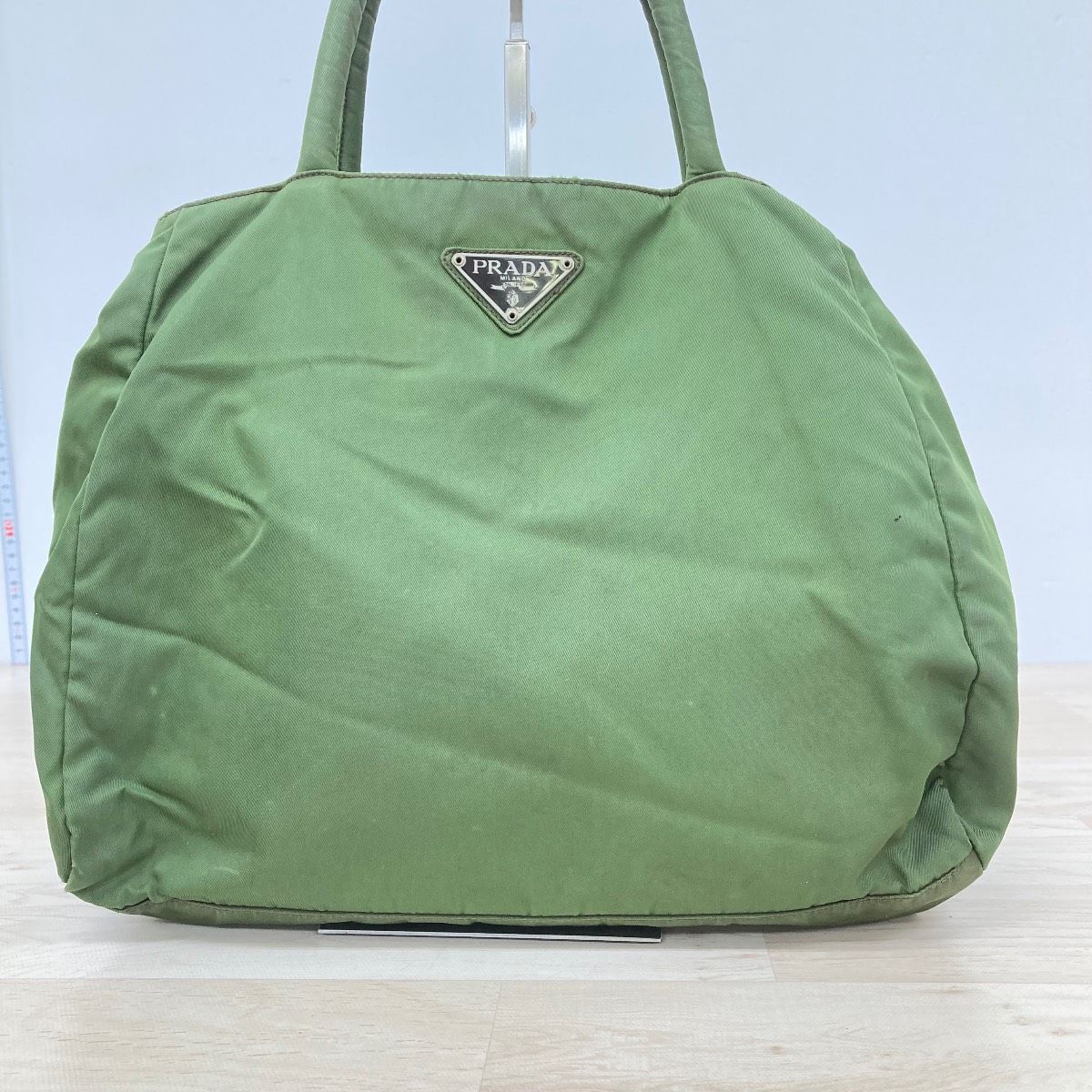 PRADA プラダ トートバッグ/ハンドバッグ グリーン 三角ロゴプレート