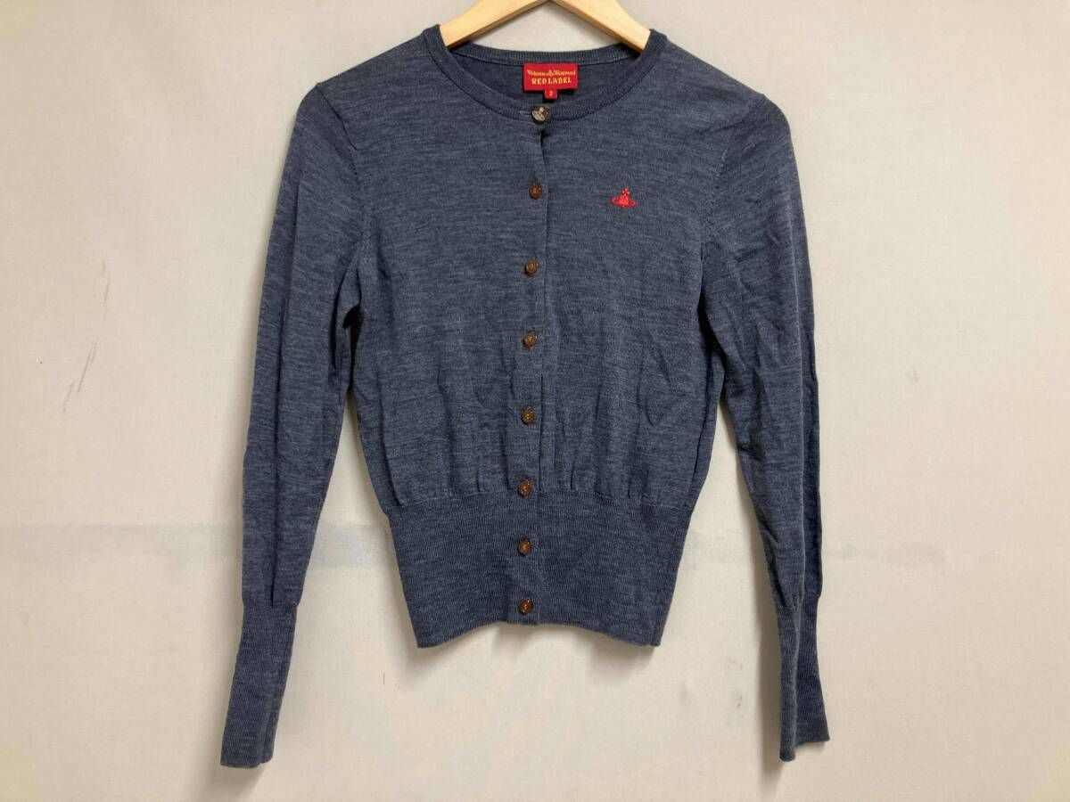 Vivienne Westwood RED LABEL ヴィヴィアンウエストウッドレッドレーベル 薄手 長袖カーディガン ロゴ刺繍 357-03-11057 サイズM グレー 8,316円