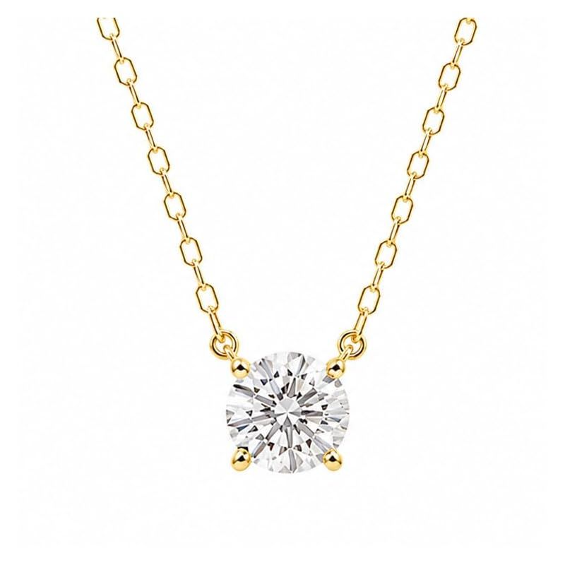 [RainbowGirl] ネックレス レディース 一粒 CZダイヤ 0.8ct 定番 シンプル シルバー925 14k加工 ゴールド 40代 50代 女性 誕生日プレゼント 母の日 ギフト 人気 37cm+3cm