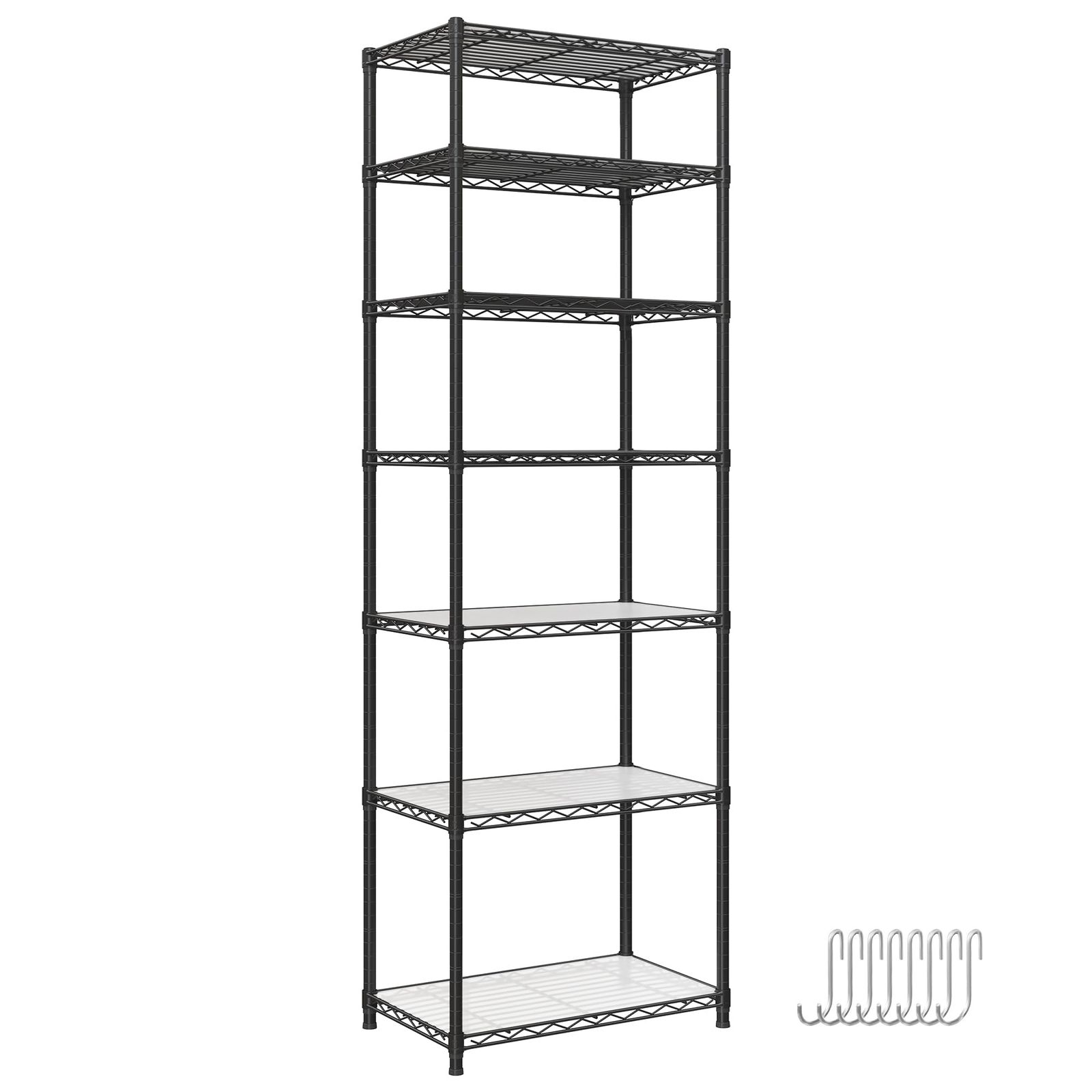SONGMICS スチールラック オープンラック 7段 スリム 59×34×180cm 省スペース 隙間収納 棚